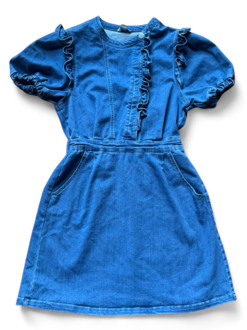 Habitual Blue Ruffle Denim Dress for Girls